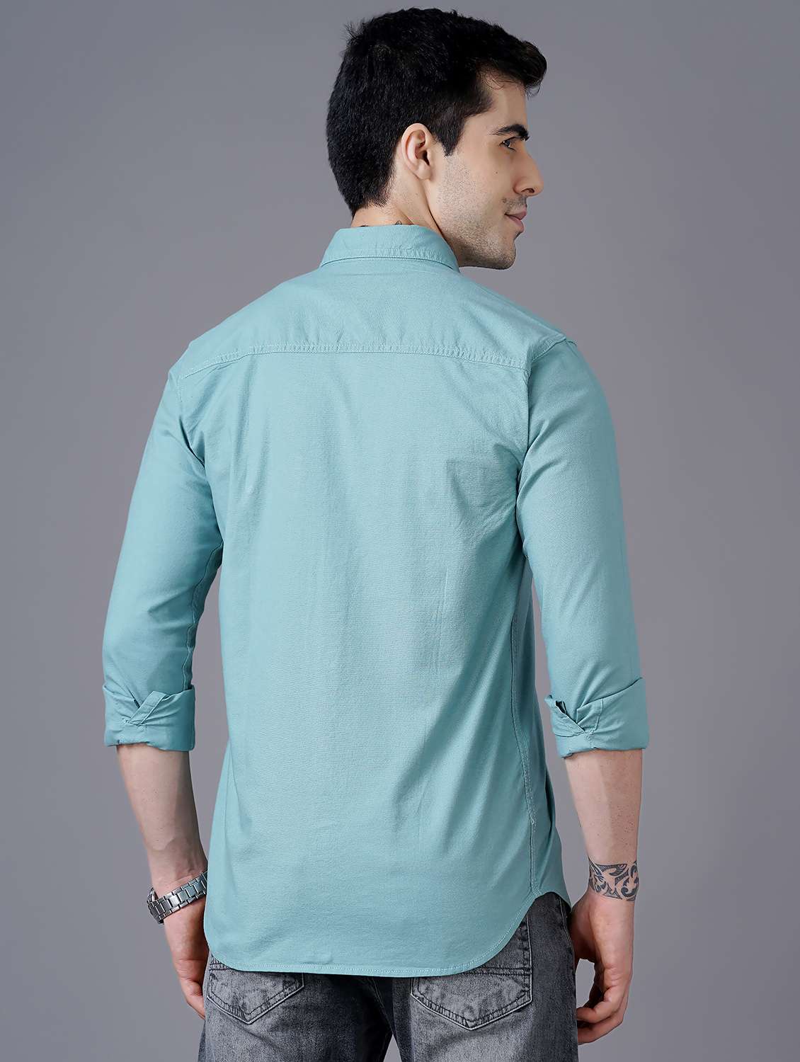 sea green solid casual shirt - 18469822 -  Standard Image - 2