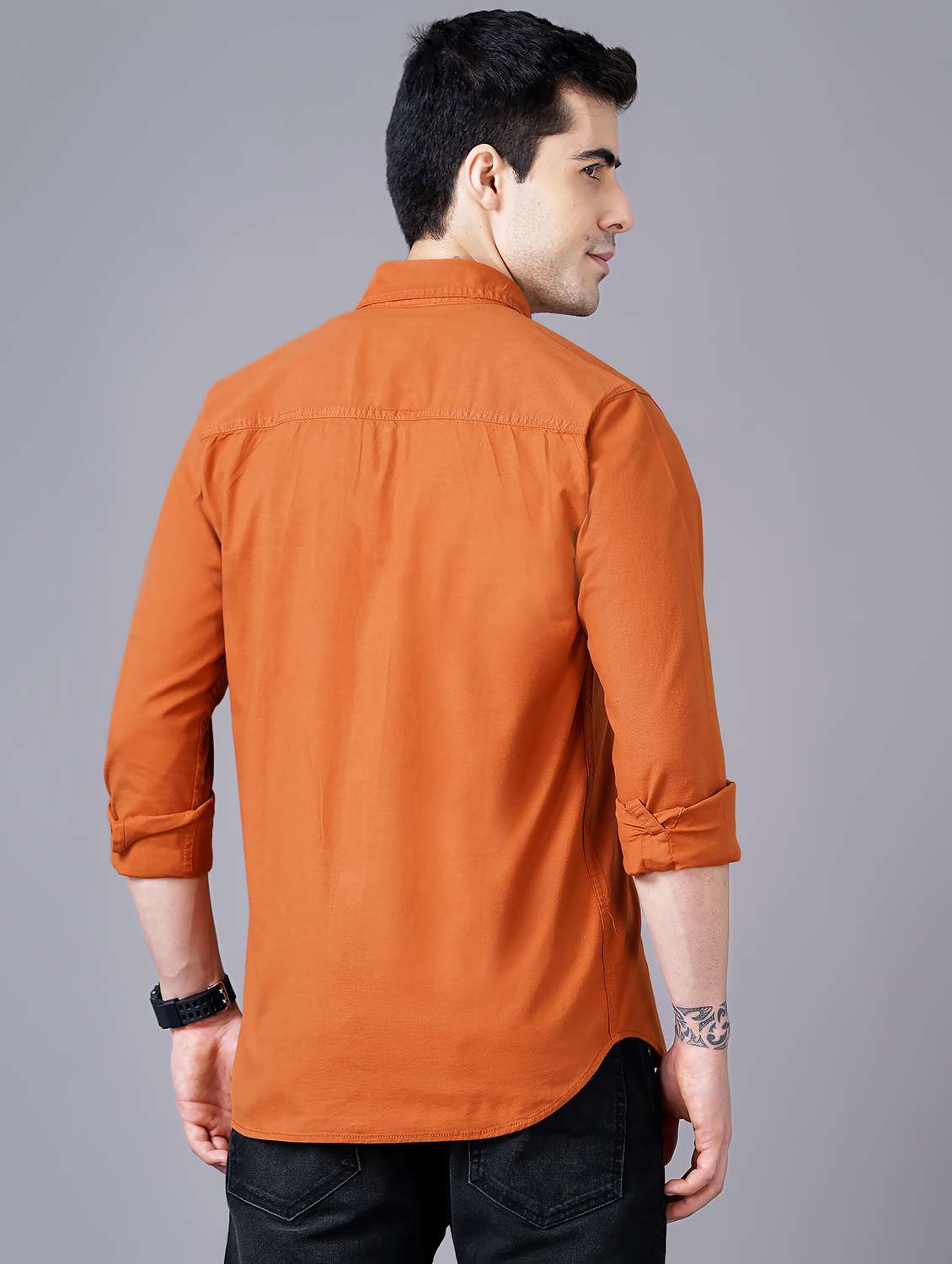 orange solid casual shirt - 18469825 - Standard Image - 2