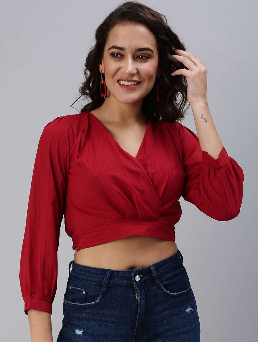 women's blouson v neck top