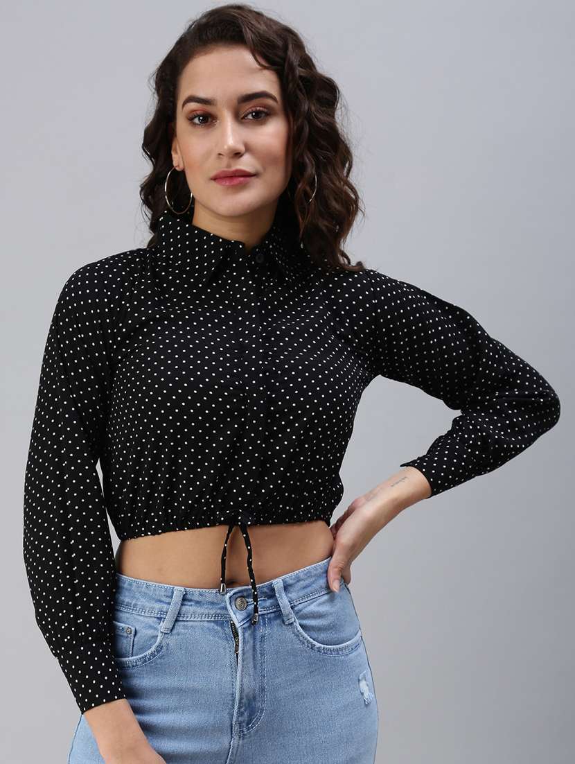 women's crop collared top - 18469844 -  Zoom Image - 0