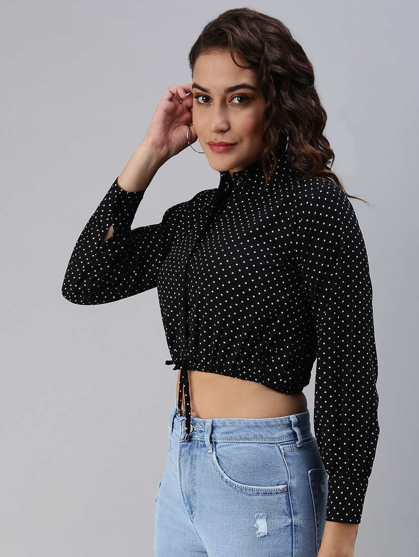 women's crop collared top - 18469844 - Standard Image - 2