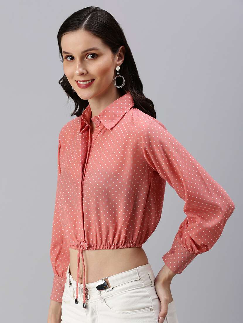 women's crop collared top - 18469846 - Standard Image - 2
