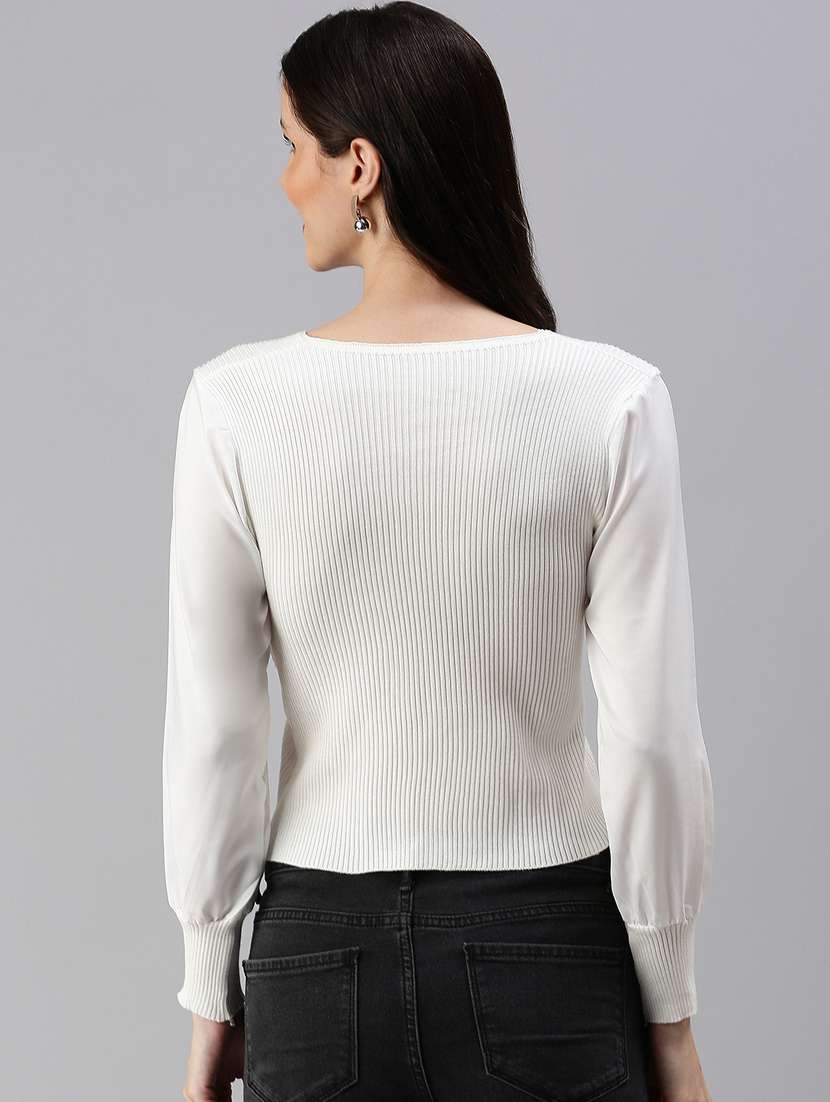 overlap neck solid wrap top - 18469893 -  Standard Image - 2