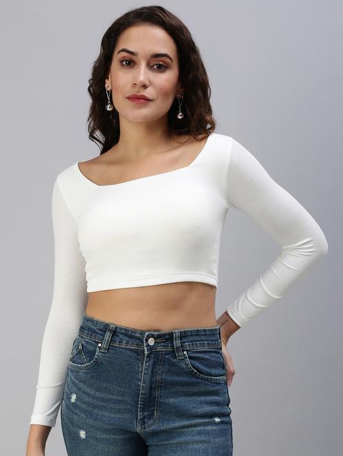 scoop neck solid crop top - 18469911 -  Standard Image - 0