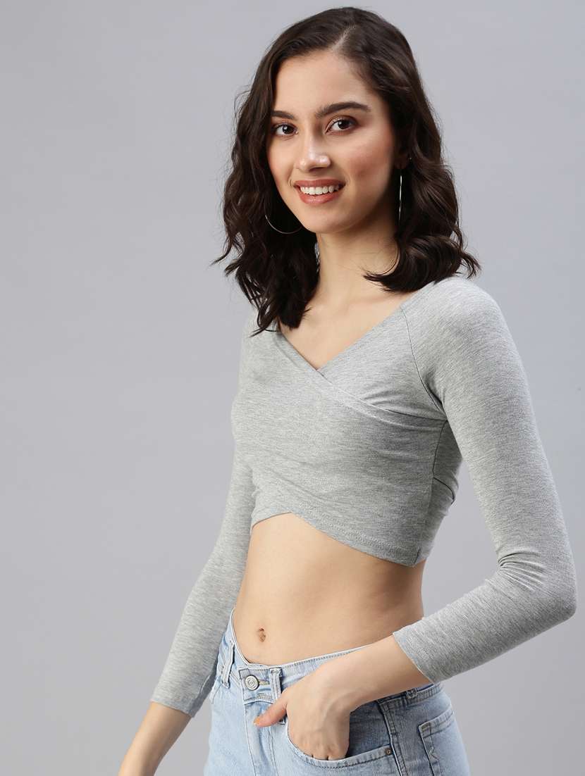 cross front solid crop top - 18469912 -  Standard Image - 2