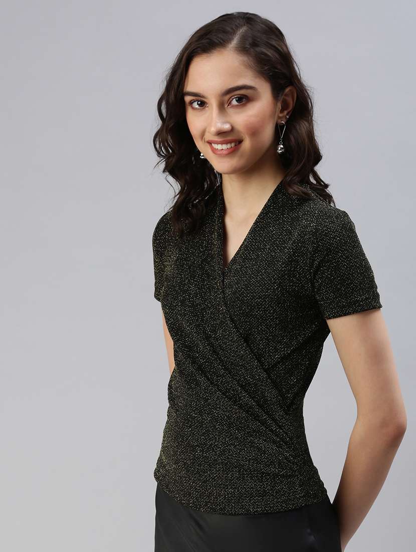 women's wrap overlap neck top - 18469916 -  Standard Image - 2