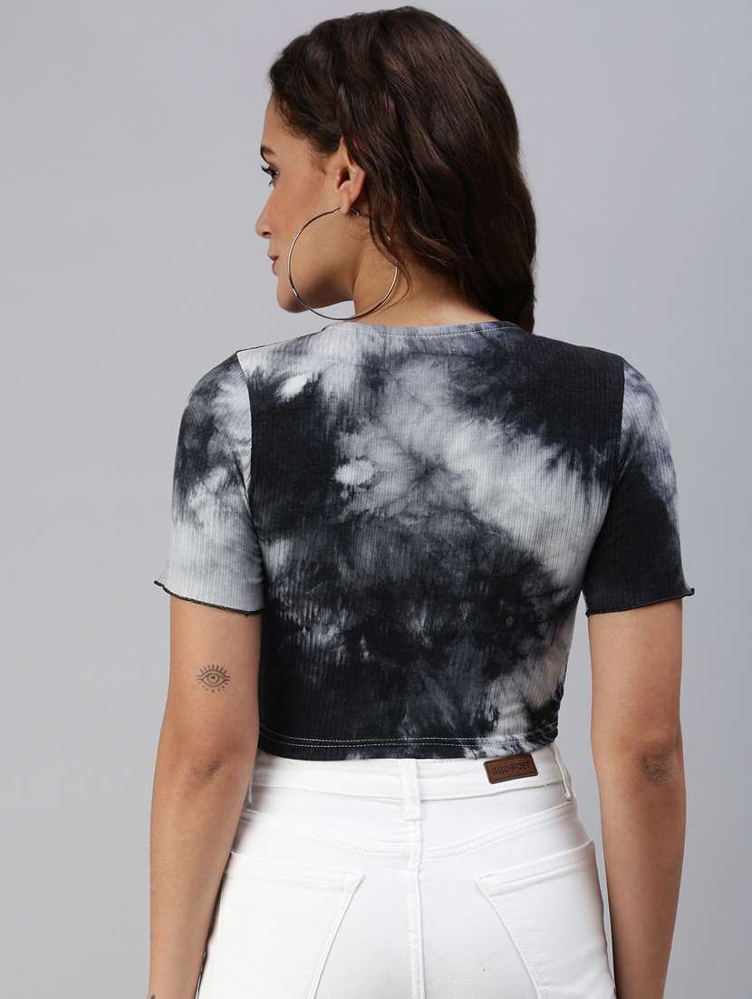 ruched front tie and dye crop top - 18469921 -  Standard Image - 2