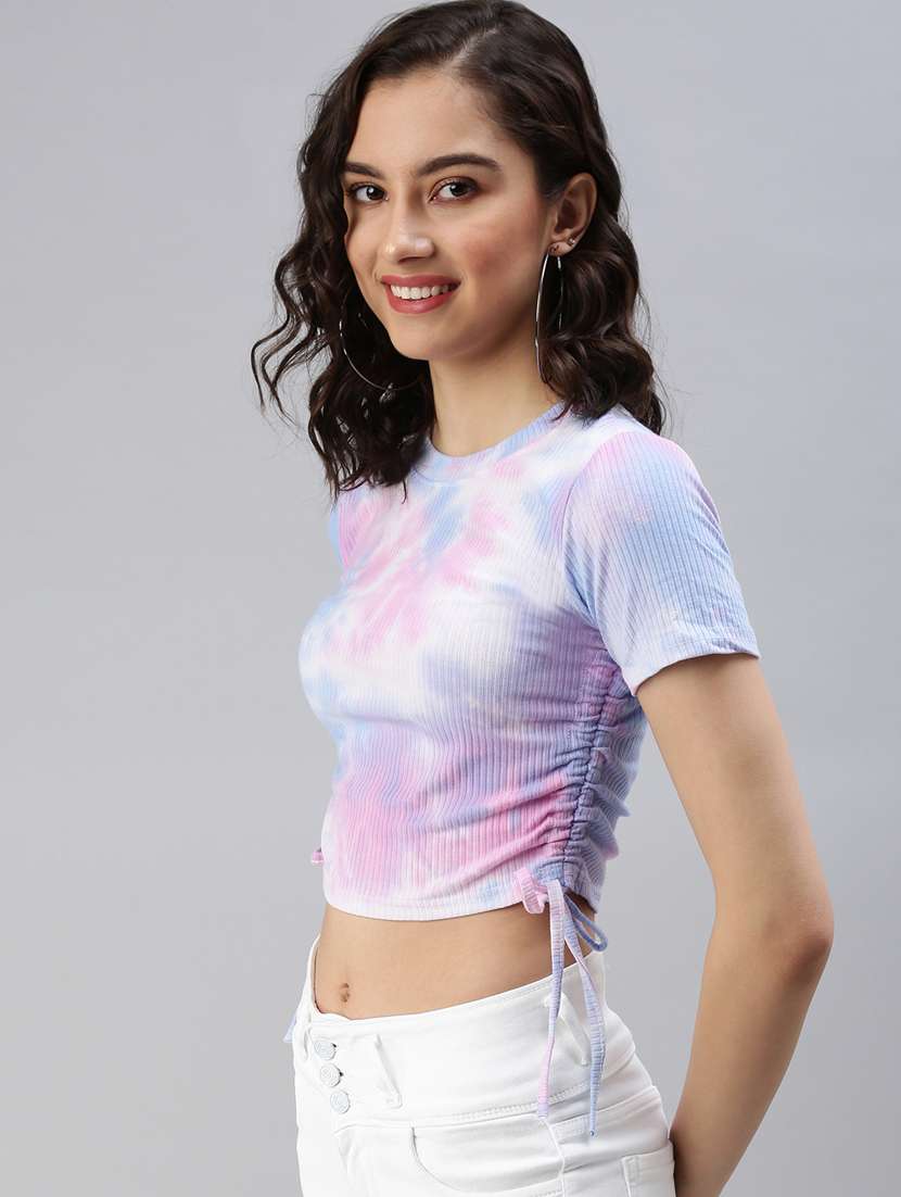 ruched detailed tie and dye crop top - 18469923 -  Standard Image - 2