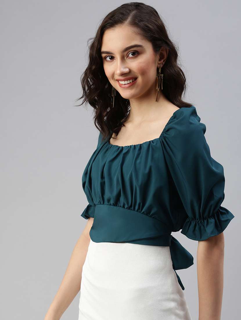women's crop square neck top - 18469925 - Standard Image - 2