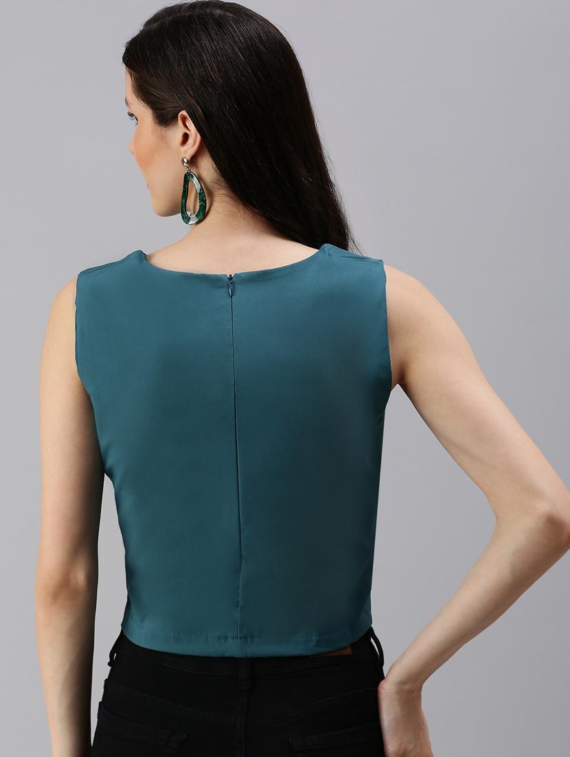 women's crop round neck top - 18469929 - Standard Image - 2