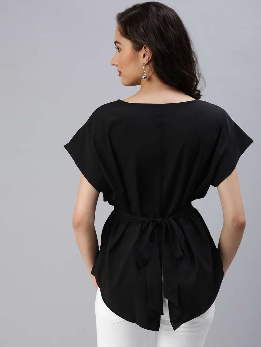women's straight round neck top - 18469932 - Standard Image - 2