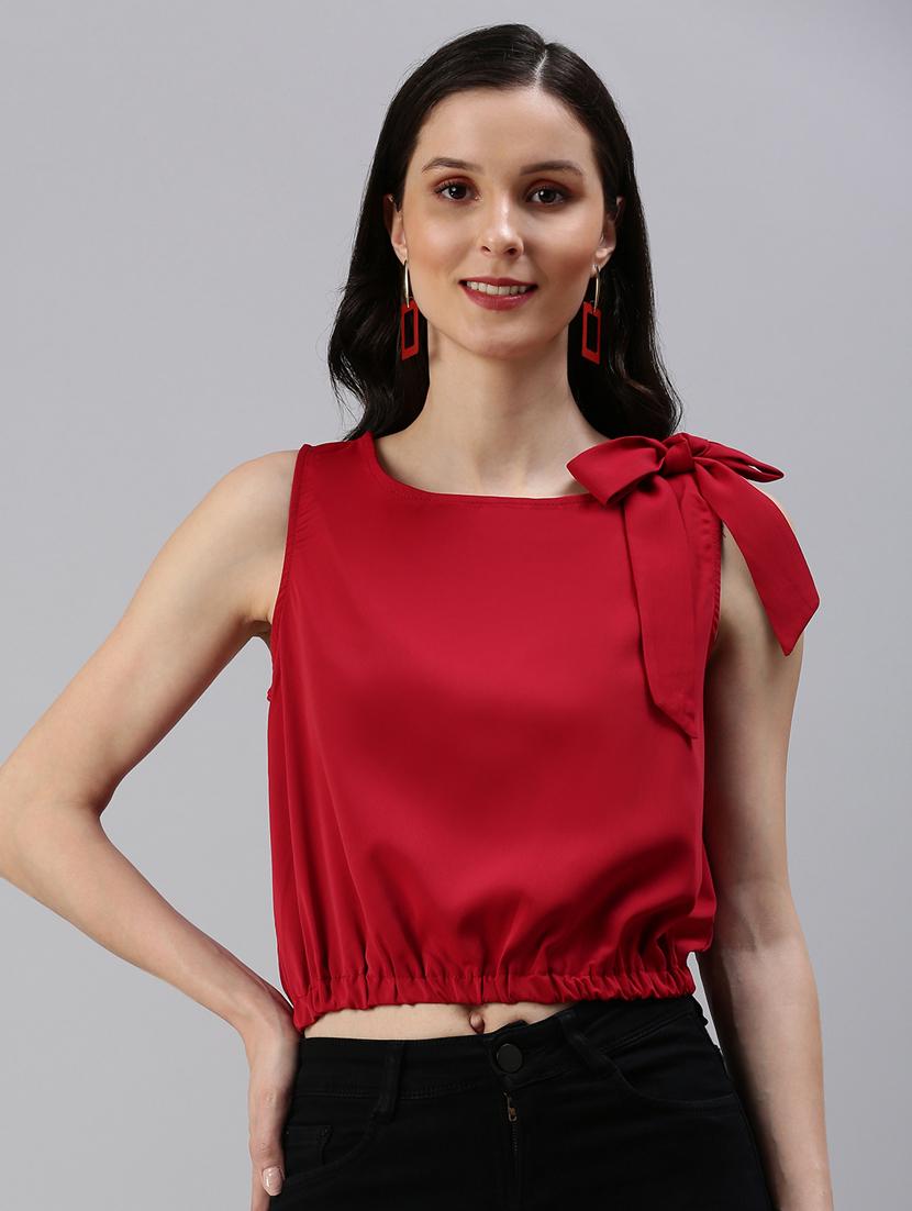 women's crop round neck top
