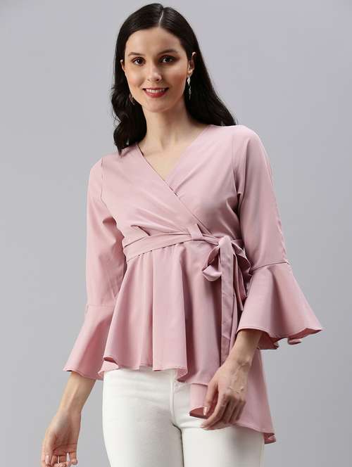 women's peplum v neck top - 18469942 - Standard Image - 0