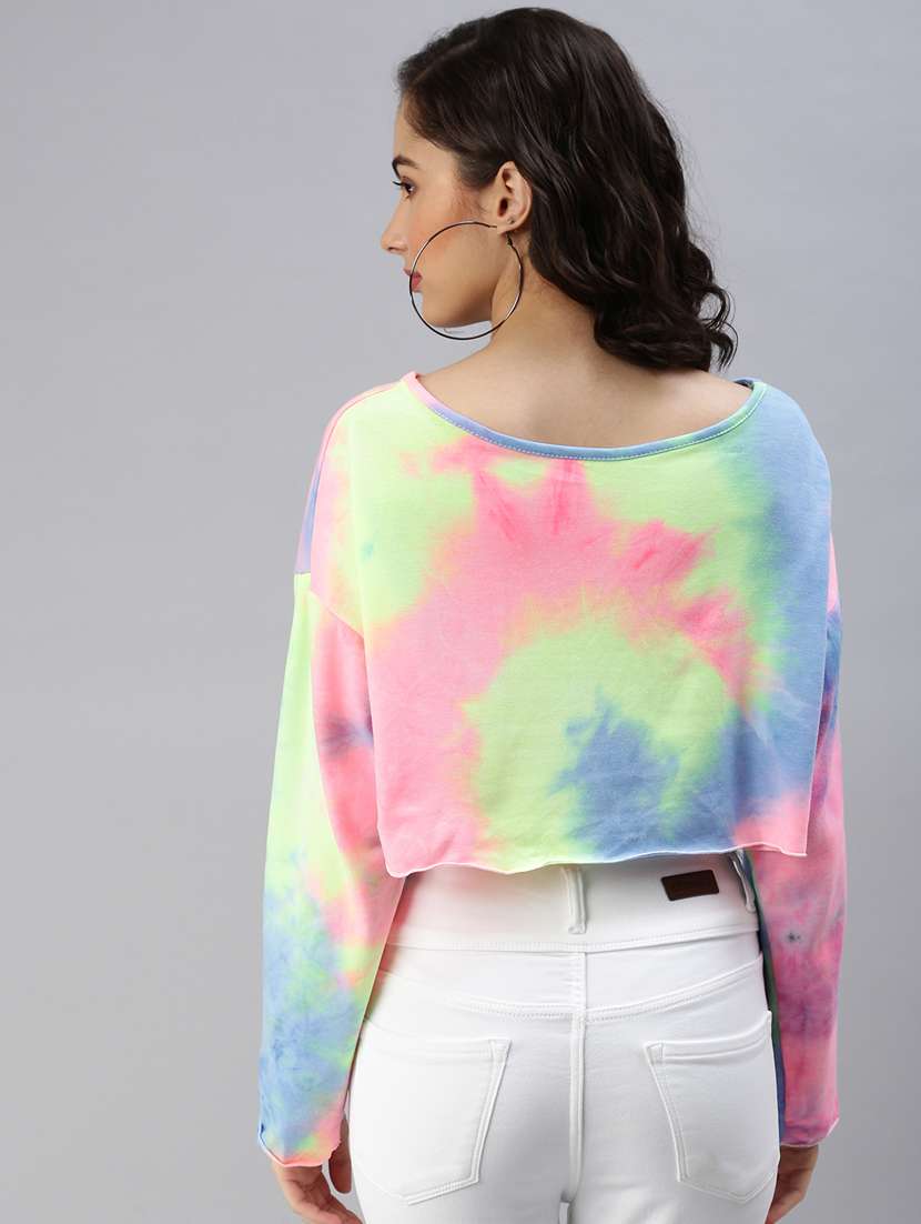 drop sleeved tie and dye crop top - 18469956 -  Standard Image - 2
