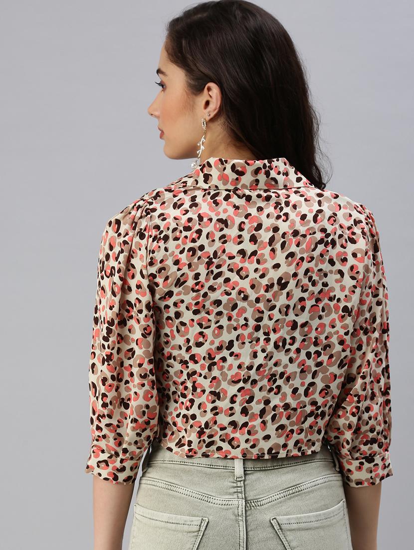tie front printed crop top - 18469961 - Standard Image - 2