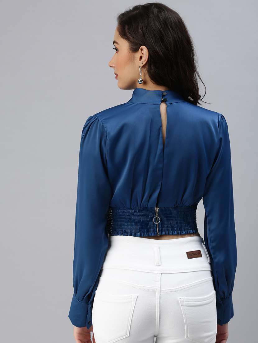 mock neck embellished crop top - 18469963 -  Standard Image - 2