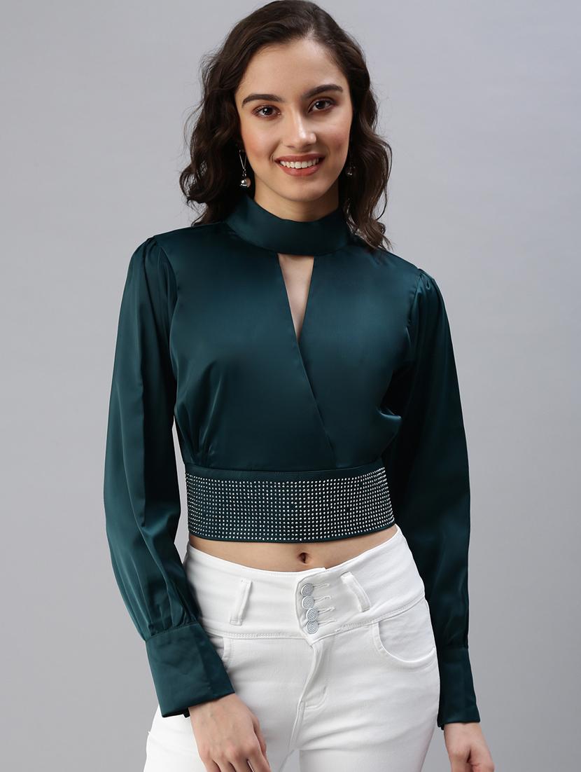 women's crop key hole neck top - 18469964 -  Zoom Image - 0