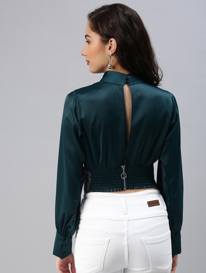 women's crop key hole neck top - 18469964 - Standard Image - 2