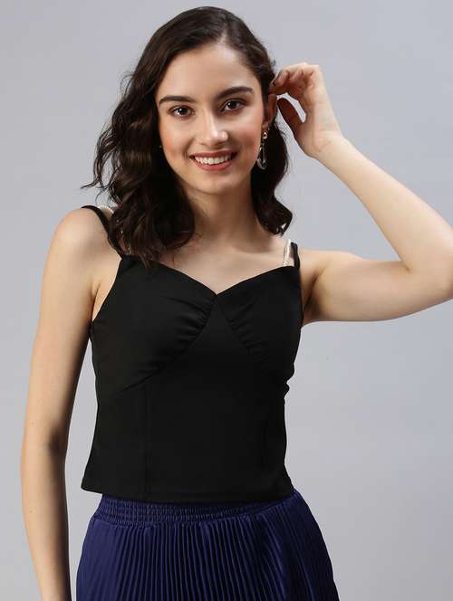 women's crop shoulder strap top - 18469966 -  Standard Image - 0