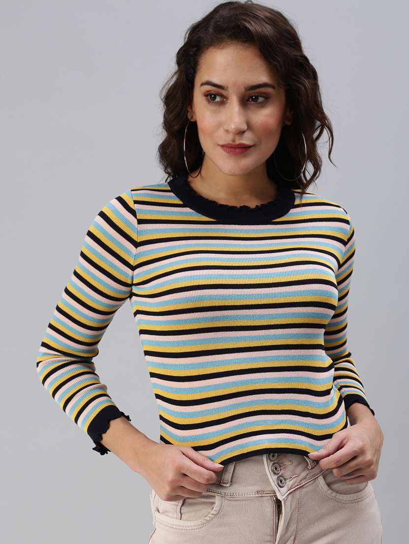 round neck striped top 
