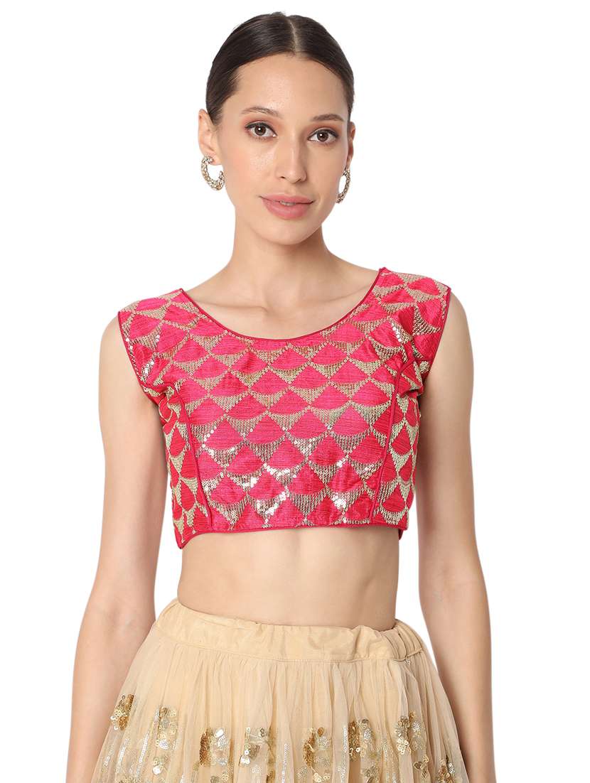 pink sequined blouse