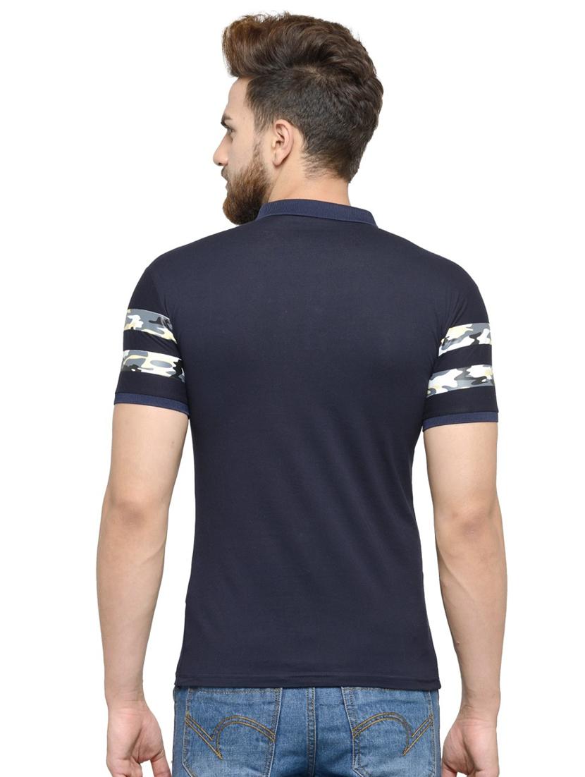 navy-blue chest-printed polo t-shirt - 18470211 - Standard Image - 2