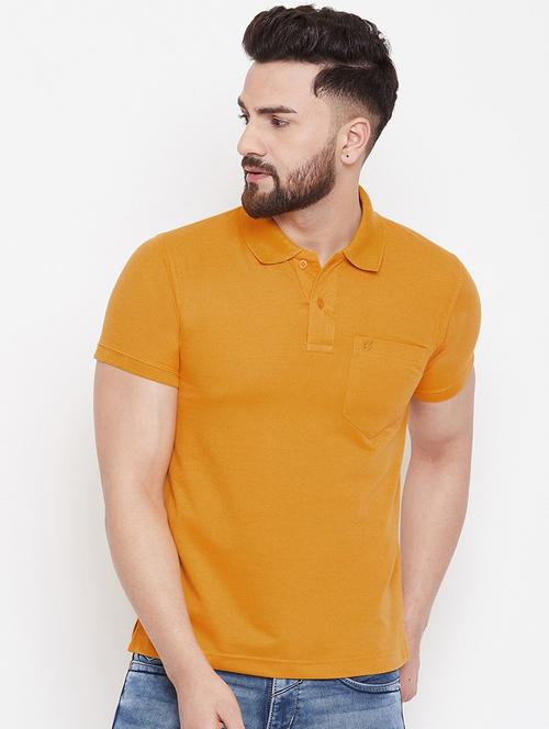 orange solid polo t-shirt - 18470238 - Standard Image - 0