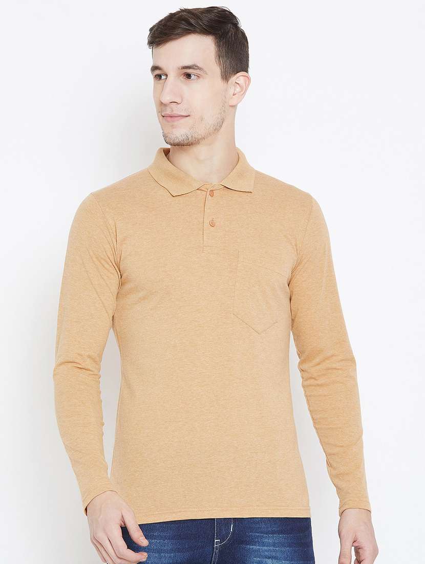 beige solid polo t-shirt