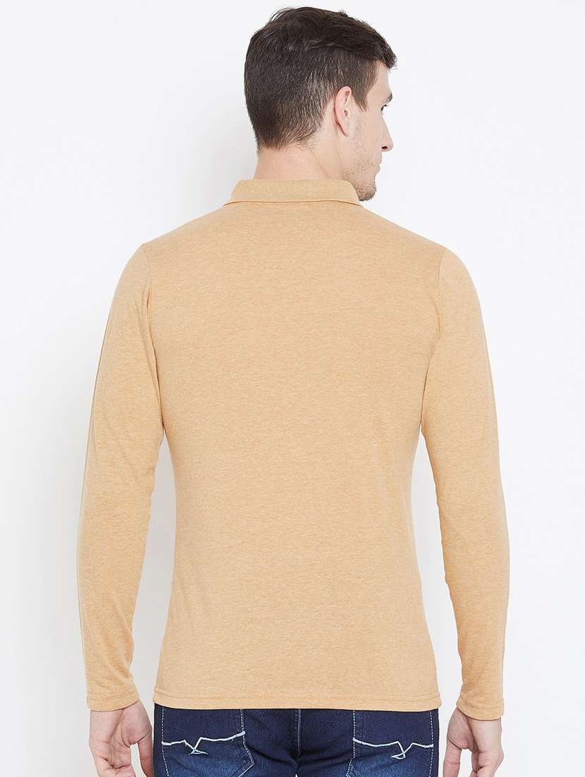 beige solid polo t-shirt - 18470261 -  Standard Image - 2