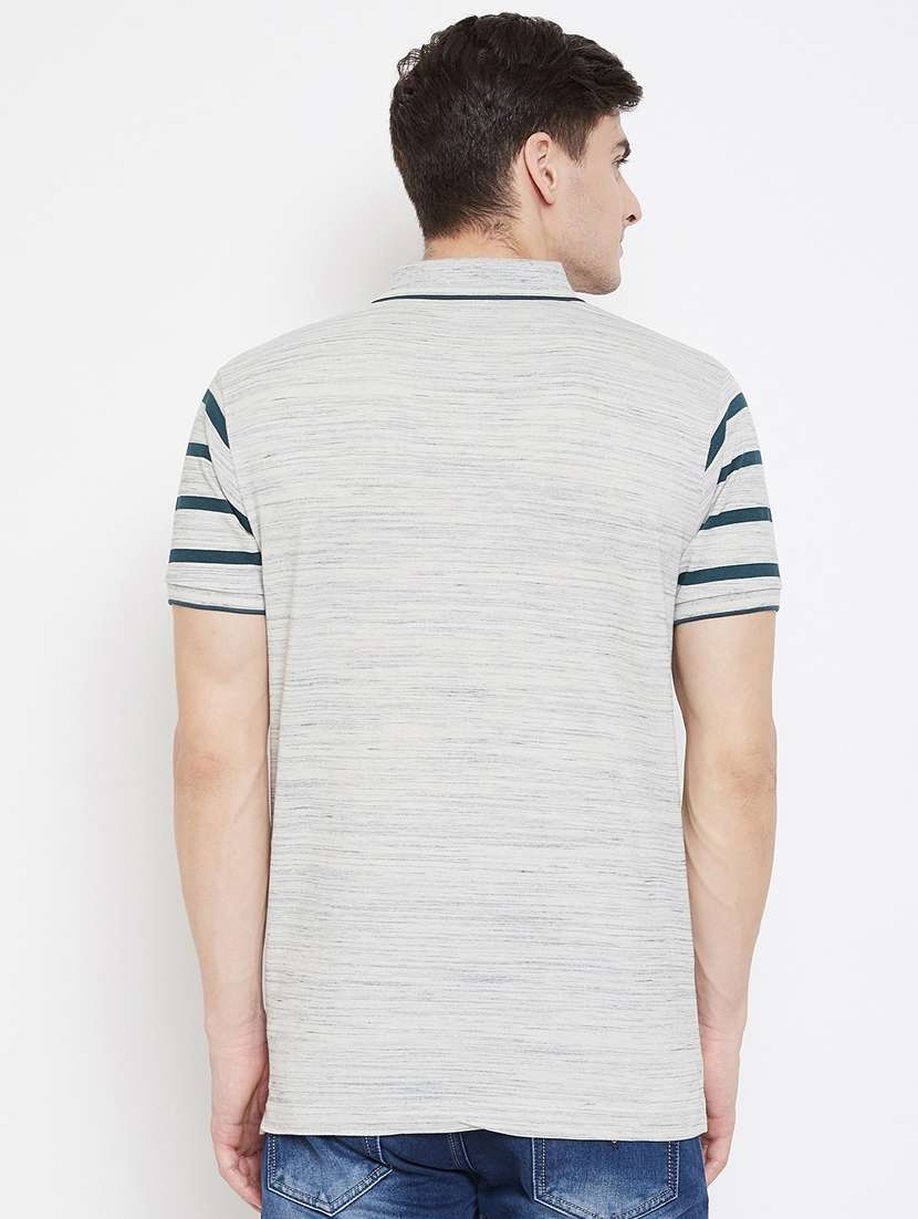 grey striped polo t-shirt - 18470278 -  Standard Image - 2