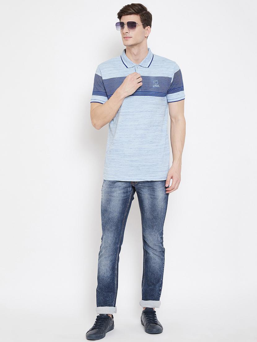 navy-blue chest-printed polo t-shirt - 18470303 - Standard Image - 2