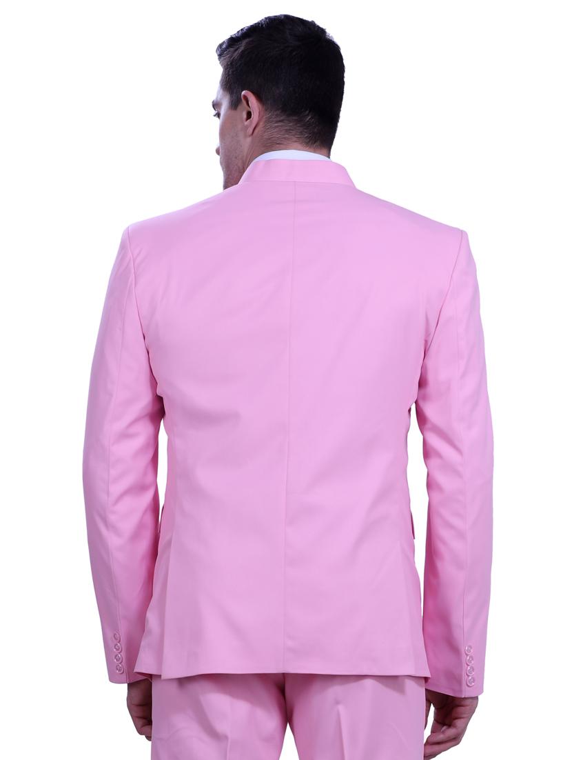 pink solid bandhgala two piece suit set - 18470378 - Standard Image - 2
