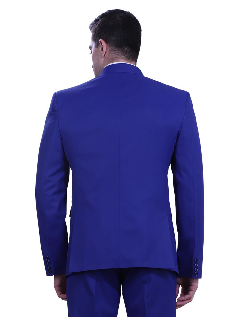navy-blue solid bandhgala two piece suit set - 18470380 - Standard Image - 2