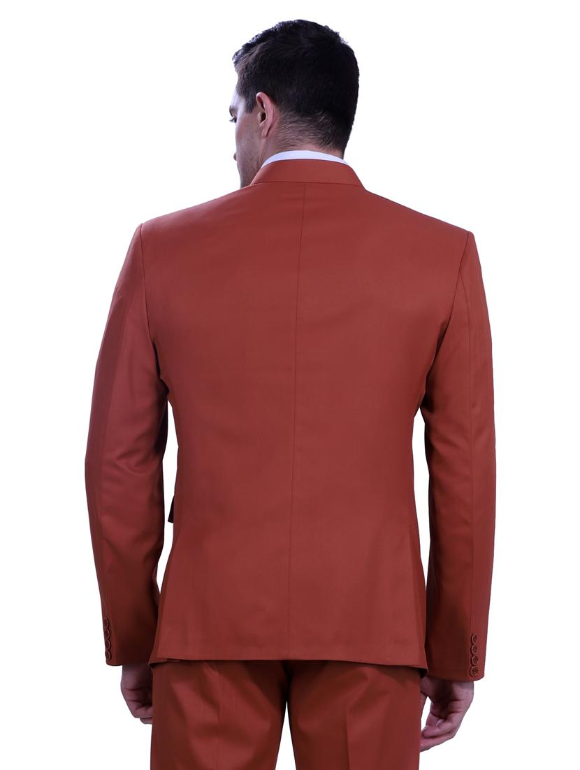 rust solid bandhgala two piece suit set - 18470388 - Standard Image - 2
