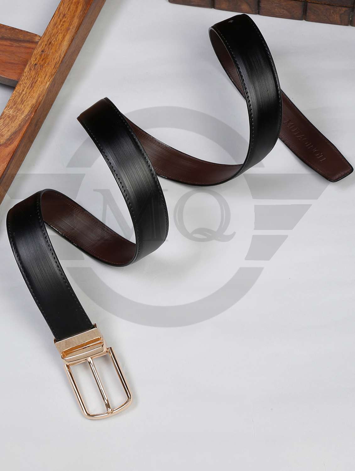 ripped black leather belt