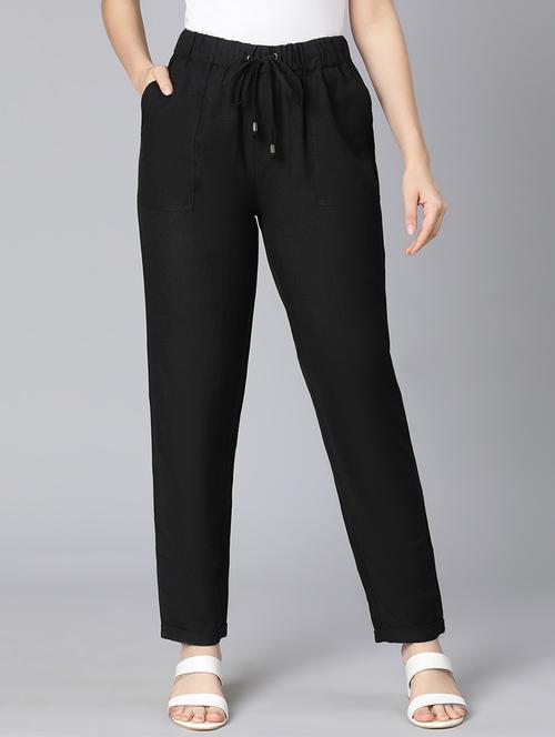 solid black flat front trouser - 18471006 - Standard Image - 0