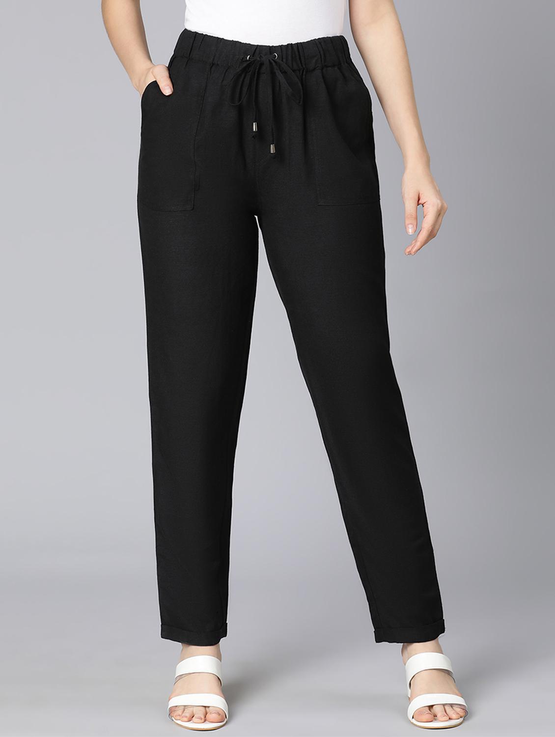 solid black flat front trouser - 18471006 - Zoom Image - 0