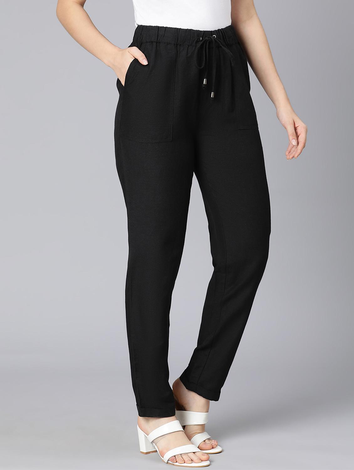 solid black flat front trouser - 18471006 - Standard Image - 2