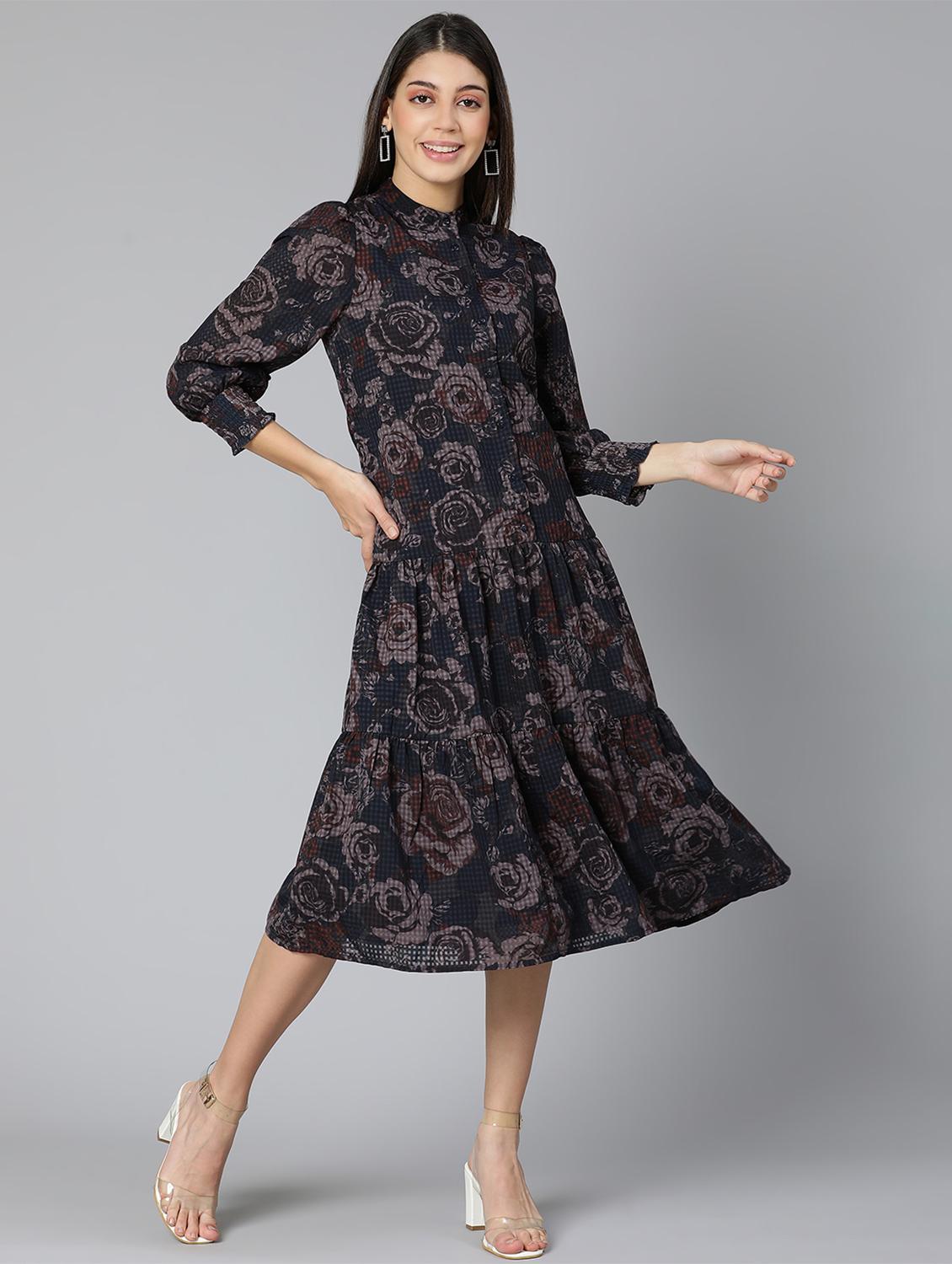 floral print fit & flare dress - 18471039 - Standard Image - 2