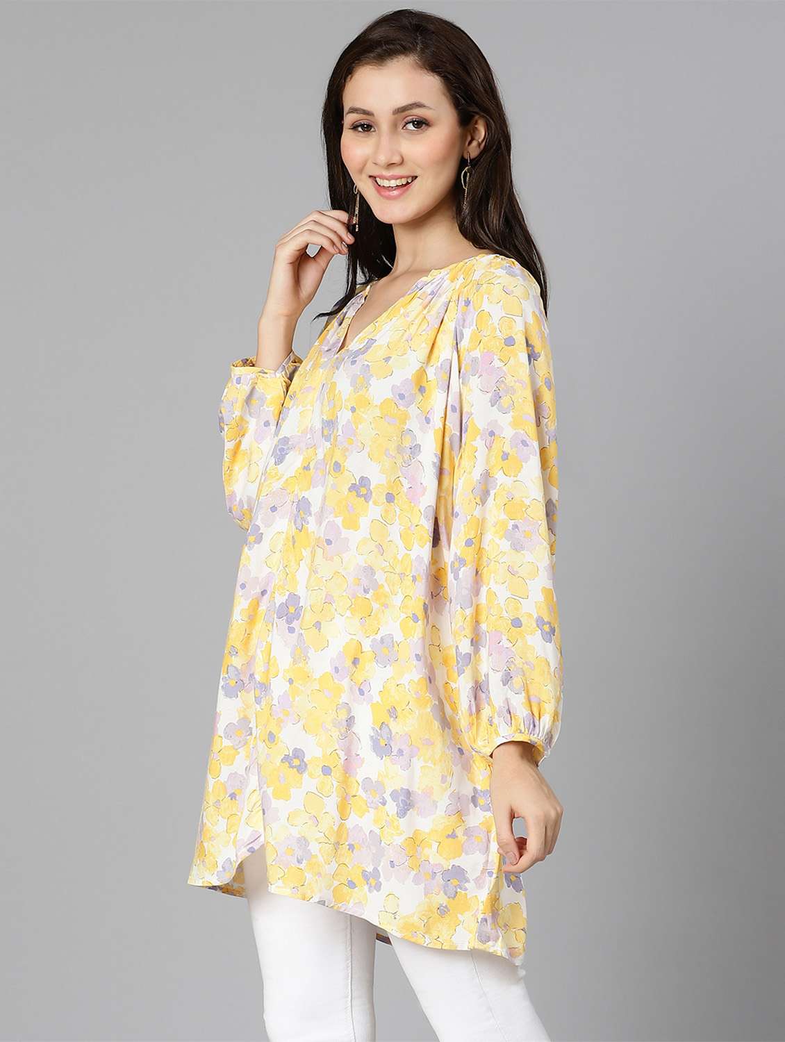 bishop sleeved floral regular top - 18471058 -  Standard Image - 2