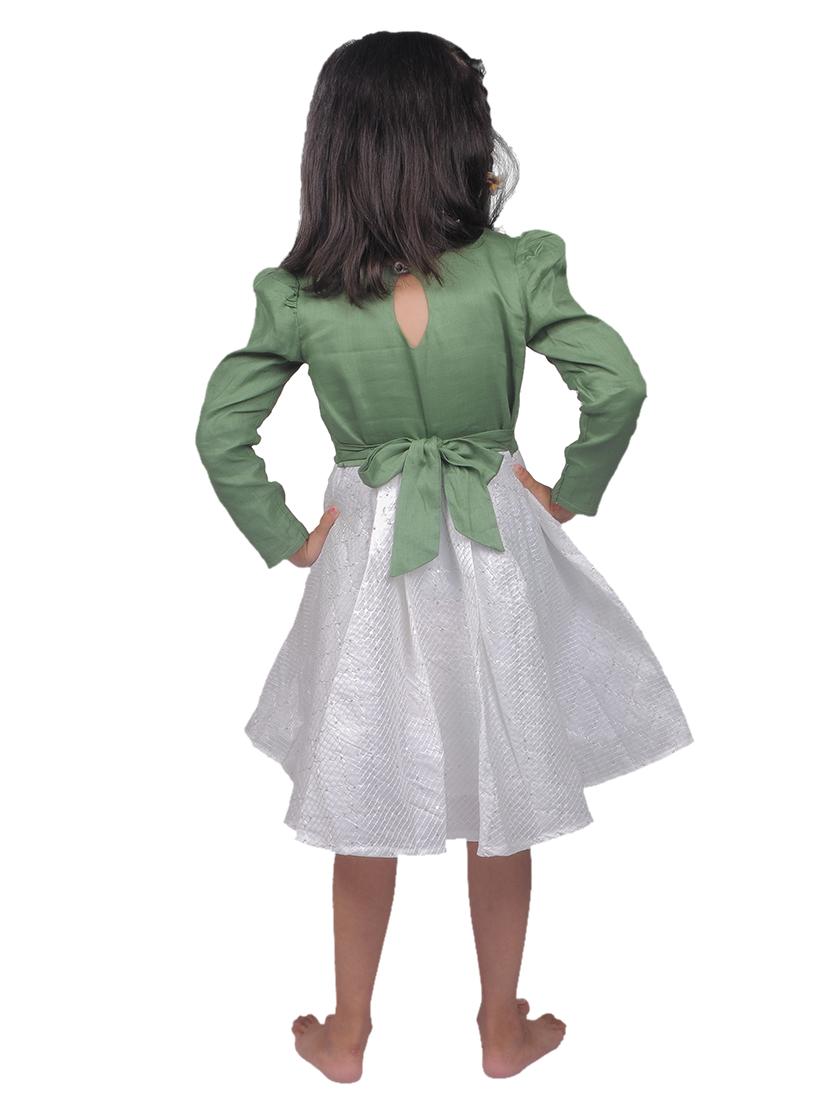 girls green printed frock - 18471106 - Standard Image - 2