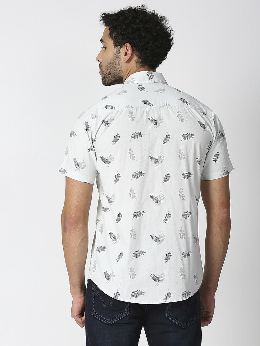 mens leaf print casual shirt - 18471237 - Standard Image - 2