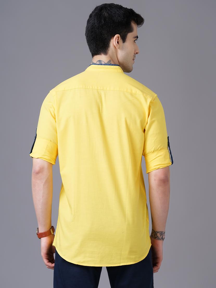 yellow solid short kurta - 18471401 - Standard Image - 2
