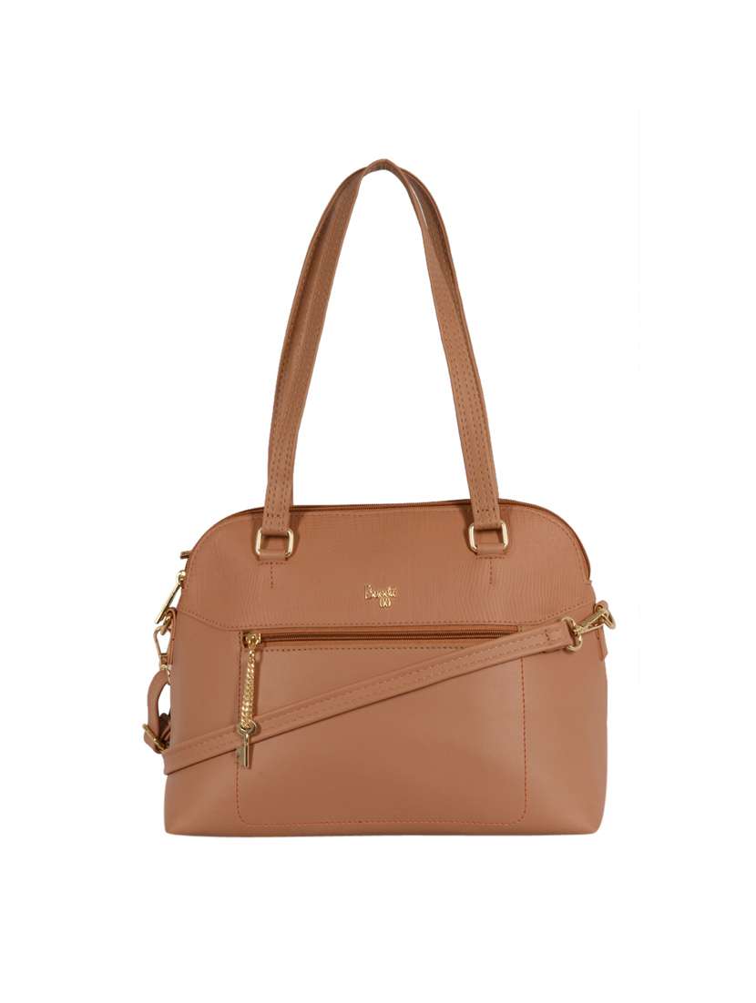 brown solid regular handbag