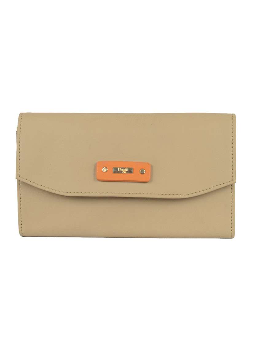 beige solid wallet