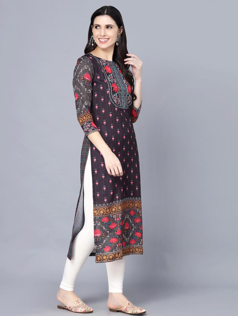 floral printed straight kurta - 18472457 - Standard Image - 2