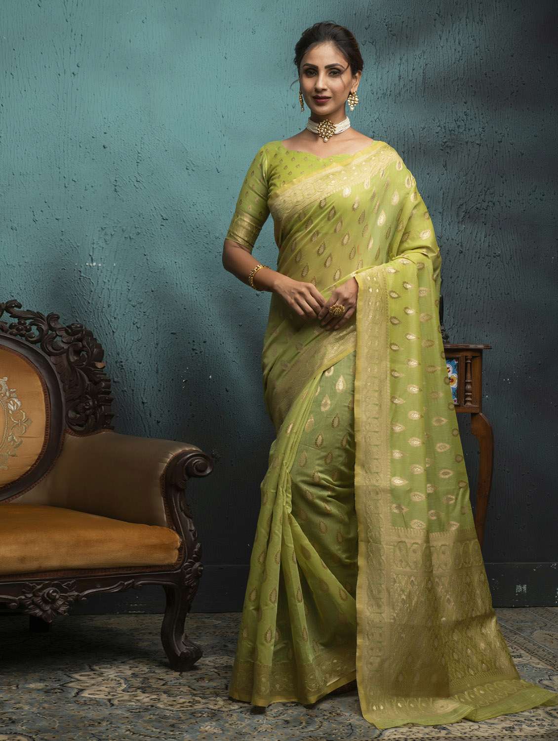 jacquard work woven saree  with blouse
