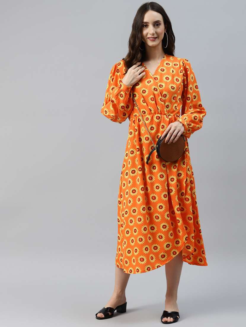 women's asymmetric block print dress