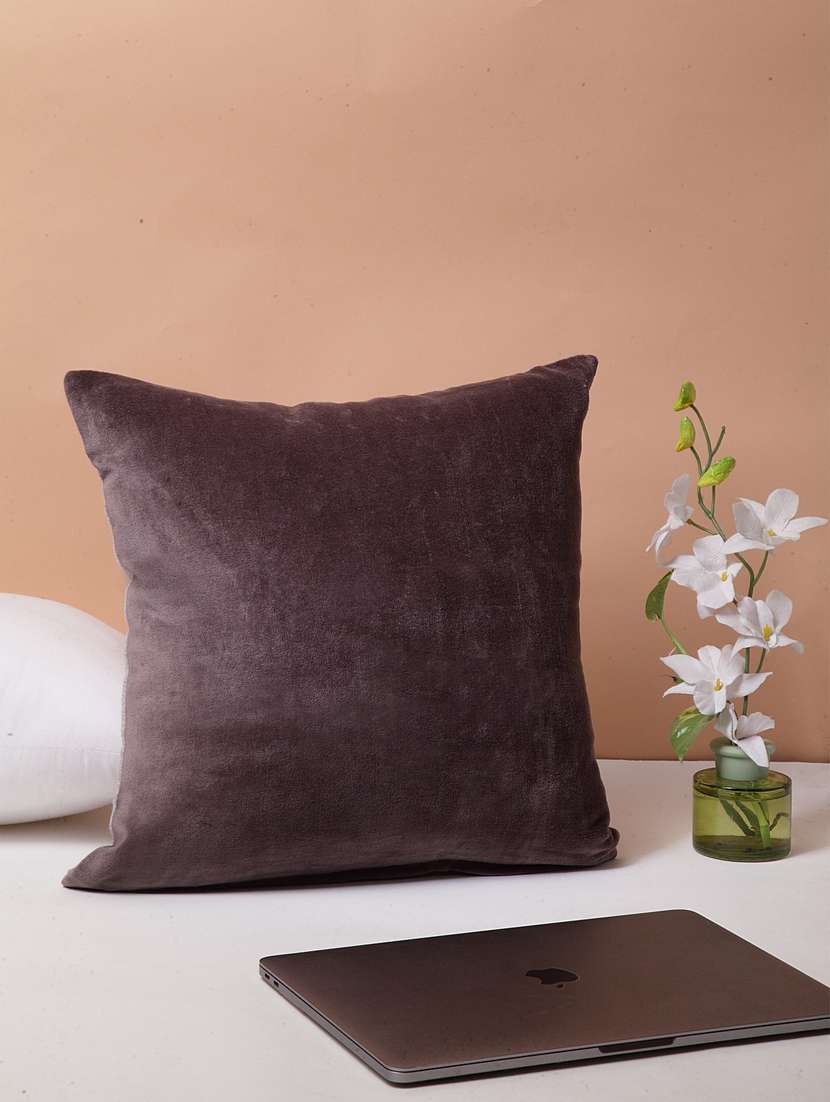 blanc9 dark grey velvet square cushion cover 16x16 inches
