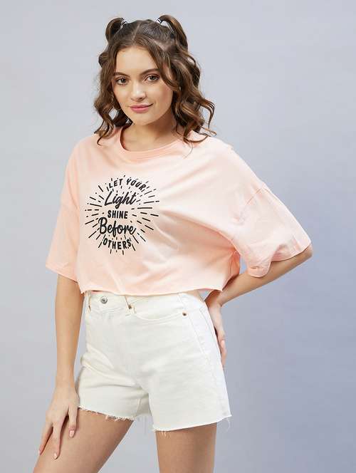 women's front print round neck t-shirt - 18473375 -  Standard Image - 0